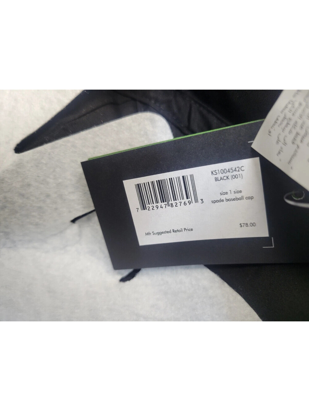 Kate Spade New York Women's Spade Baseball Cap Adjustable Cotton O/S Black NEW! - Picture 6 of 7
